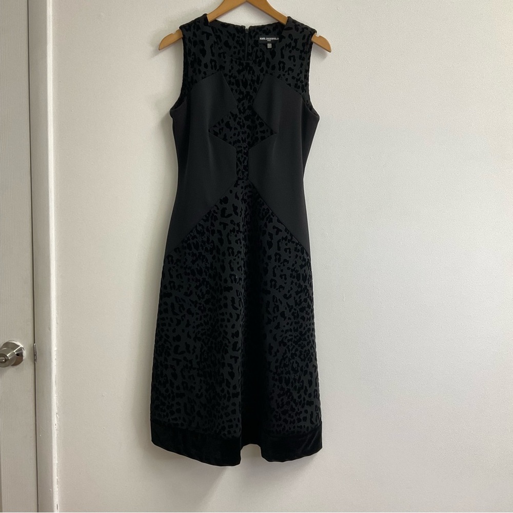 Karl Lagerfeld Black Sleeveless Fitted A-Line Dress